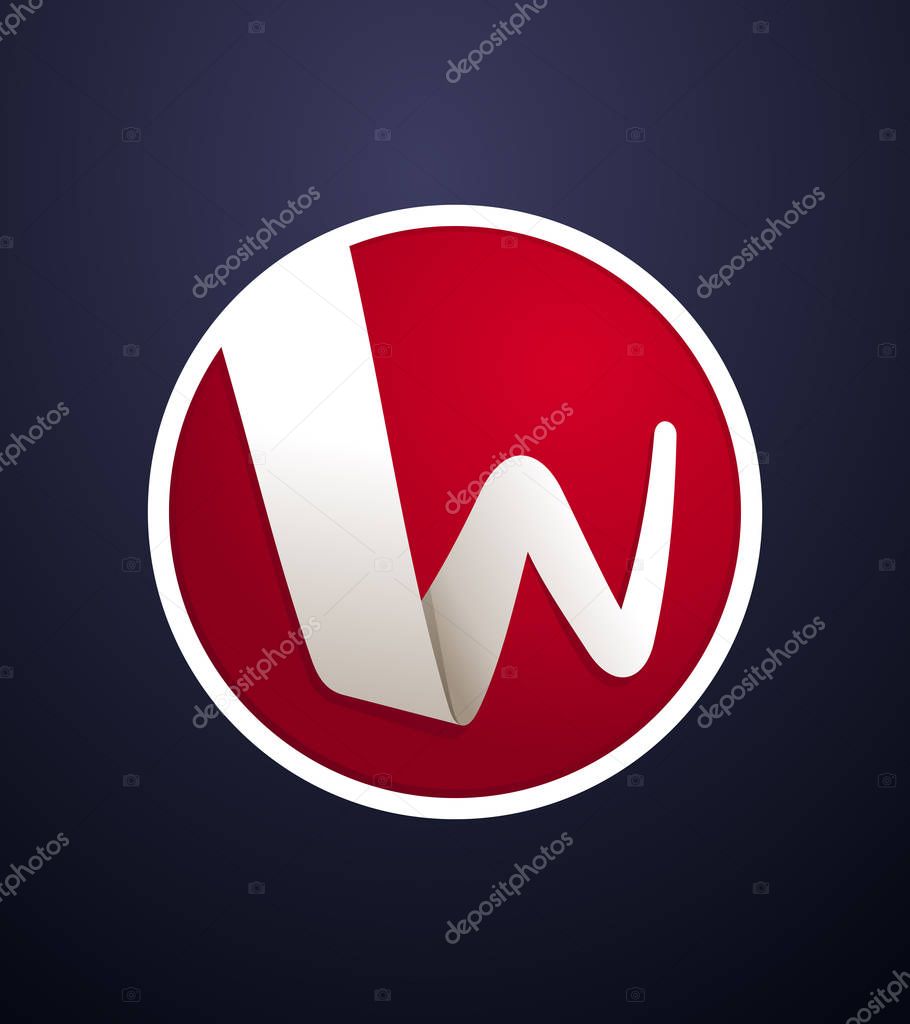Modern and minimal ribbon style initial logo in red background
