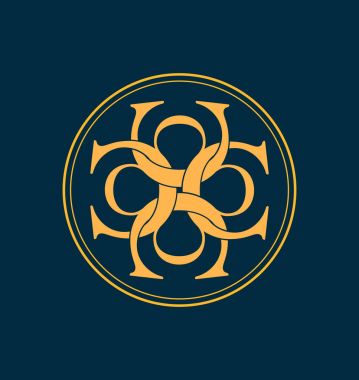 Klasik ve retro simetrik stil ilk monogram logosu