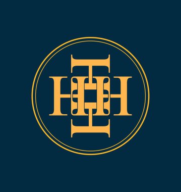 Klasik ve retro simetrik stil ilk monogram logosu