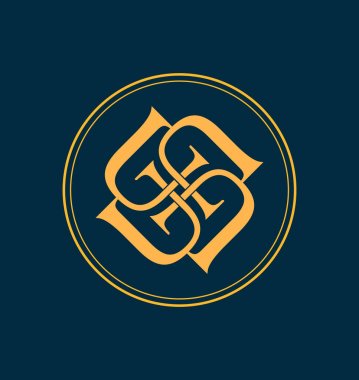 Klasik ve retro simetrik stil ilk monogram logosu