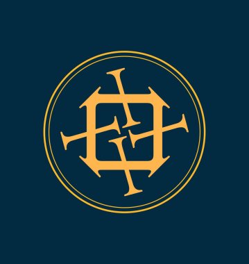 Klasik ve retro simetrik stil ilk monogram logosu