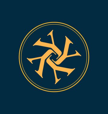 Klasik ve retro simetrik stil ilk monogram logosu