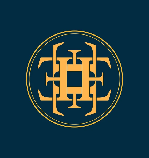 Klasik Retro Simetrik Stil Ilk Monogram Logosu — Stok Vektör