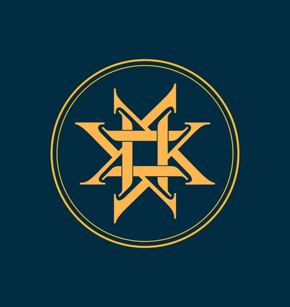 Classic Retro Symmetrical Style Initial Monogram Logo — Stock Vector