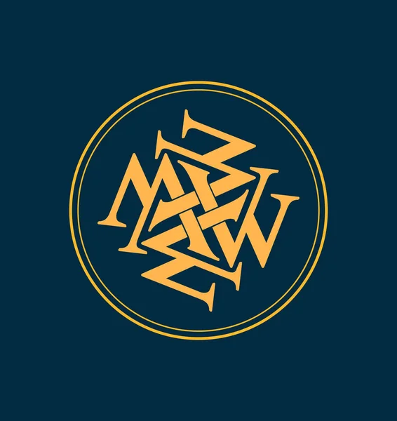 Logo Monogramme Initial Style Classique Rétro Symétrique — Image vectorielle