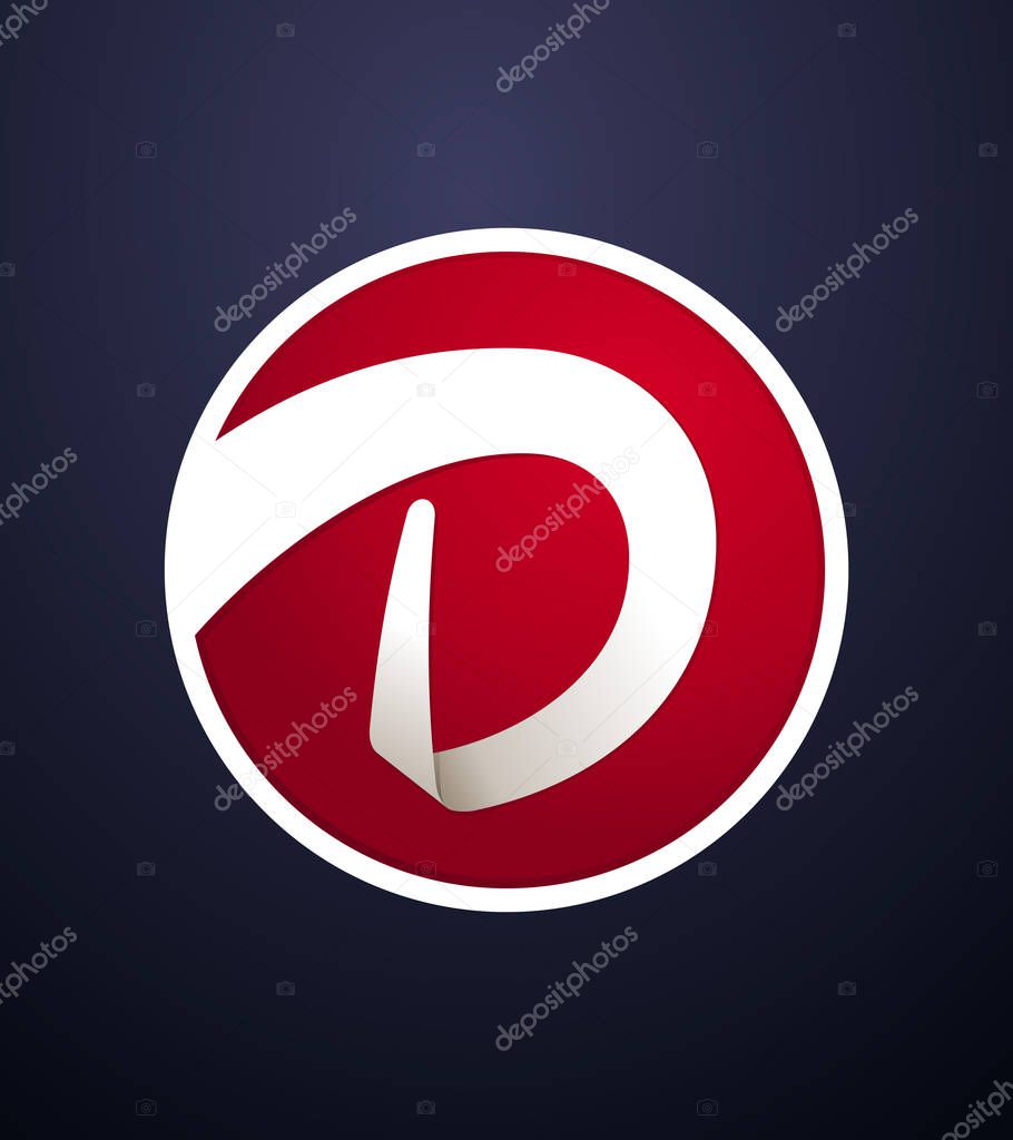 Modern and minimal folded ribbon style initial logo in red round background
