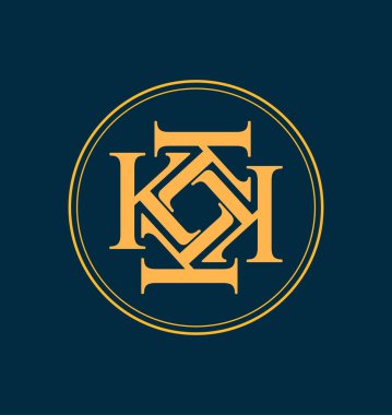 Klasik ve retro simetrik stil ilk monogram logosu