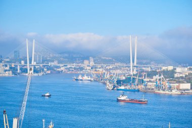  View of the bridge over the Golden Horn Bay. The Vladivostok