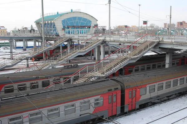 Rusia Novosibirsk 2019 Estación Tren Para Estación Trenes Eléctricos Para —  Fotos de Stock