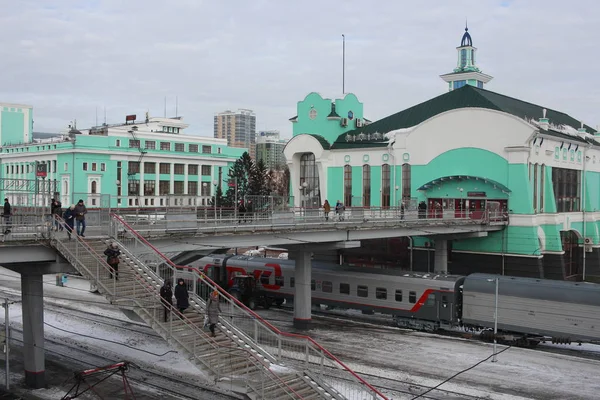 Rusia Novosibirsk 2019 Estación Tren Para Estación Trenes Eléctricos Para —  Fotos de Stock