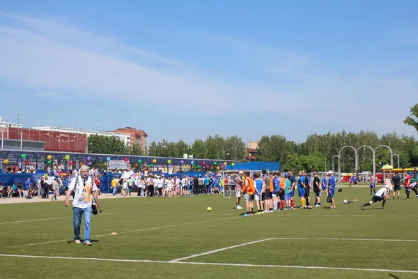 Russia Novosibirsk 2015 Squadre Partecipanti Sportivi Alle Competizioni Uno Stadio — Foto Stock