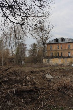 Eski eve açılan korkunç, kirli geçit şehrin sonbaharında çöplerle dolup taşıyor.