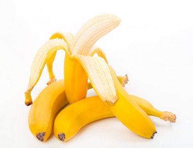 Beyaz arkaplanda izole edilmiş muz aç