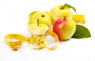 elma çekirdeği ve ölçüm bandı. Diyet kavramı