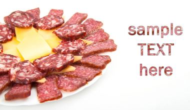 salchichon, kırmızı salam, füme sosis ve peynir Tarih yığını bir