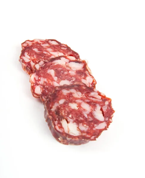 Salami sausage isolated on a white background — Stock Photo, Image