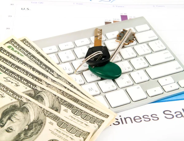 Accounting. business deal with key and money — Stock Photo, Image