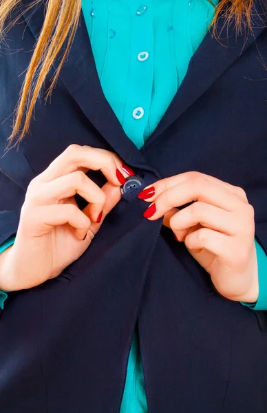 Primer plano joven mujer de negocios con traje — Foto de Stock