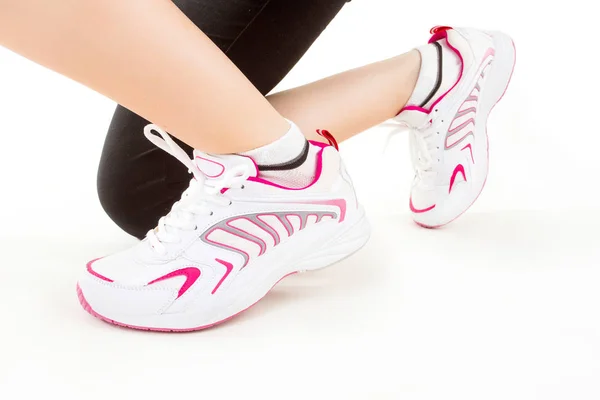 Fitness Feet Jogging Person White Background — Stock Photo, Image