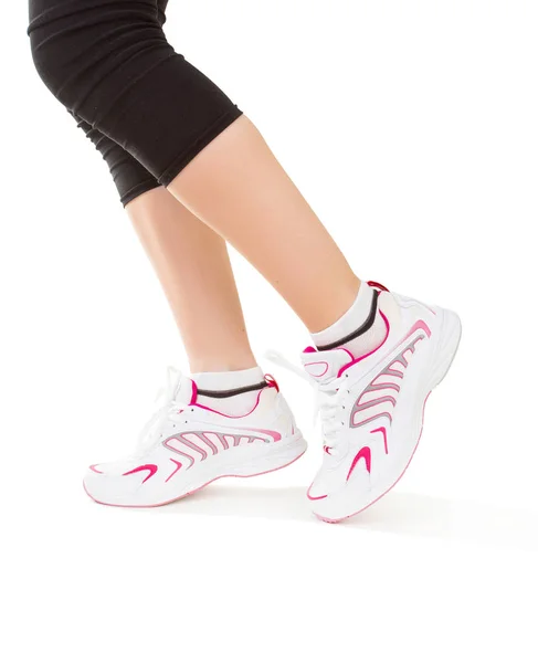 Fitness Feet Jogging Person White Background — Stock Photo, Image