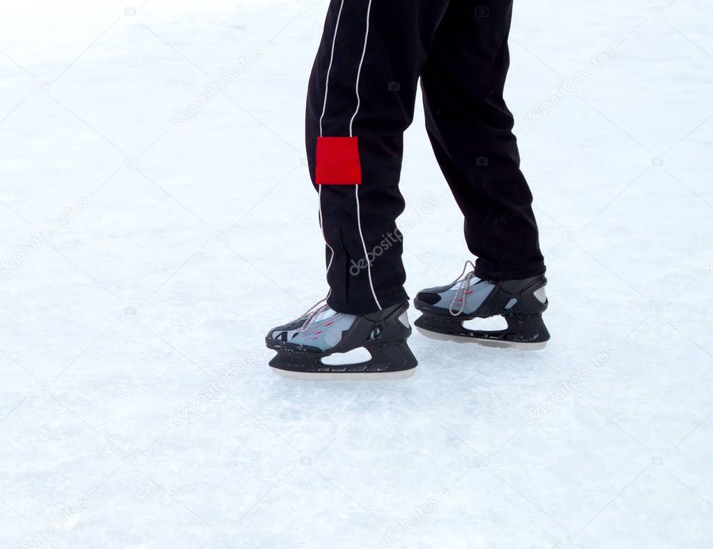 ice skate on winter ice