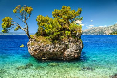 Şaşırtıcı rock Island, Brela, Makarska riviera, Dalmaçya, Hırvatistan, Europe 