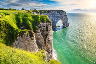 Amazing natural rock arch wonder, Etretat, Normandy, France clipart
