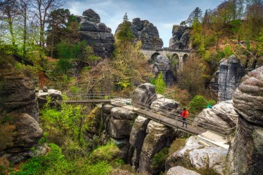 Bastei bridge içinde Almanya, Sakson İsviçre ile ünlü taş oluşumları