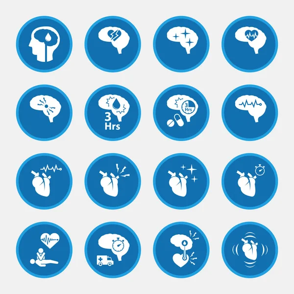 Icon set of  stroke disease for infographic. — Stock Vector