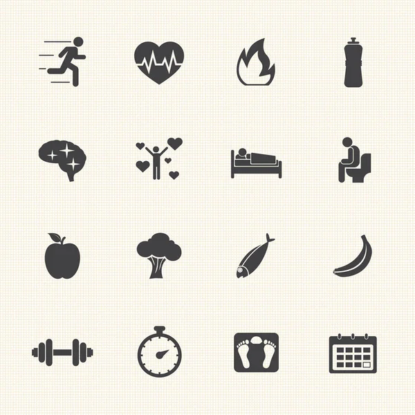 Conjunto de ícones de conceito de estilo de vida saudável — Vetor de Stock