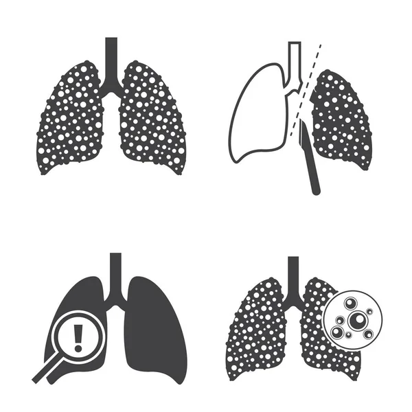 Conjunto de iconos de cáncer de pulmón — Vector de stock