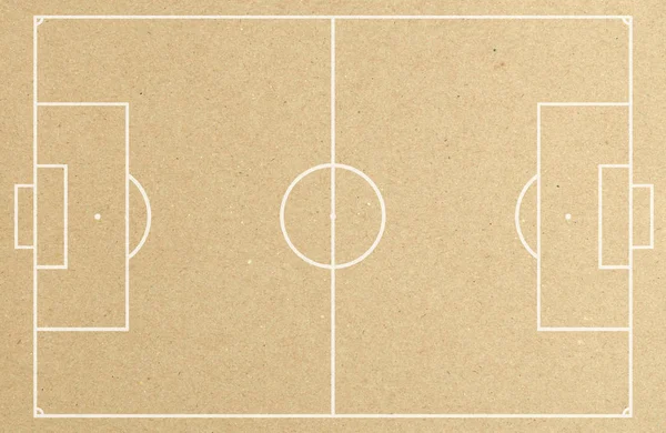 Boisko do piłki nożnej (piłka nożna) z białej linii na papierze z recyklingu. — Zdjęcie stockowe