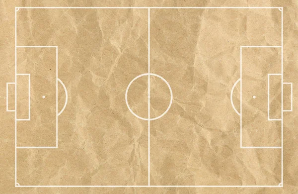 Soccer (Football) field with white line on old recycled paper. — Stock Photo, Image
