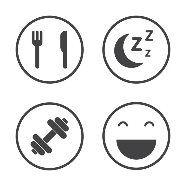 Los cuatro pilares de la salud. Conjunto de iconos de salud — Vector de stock
