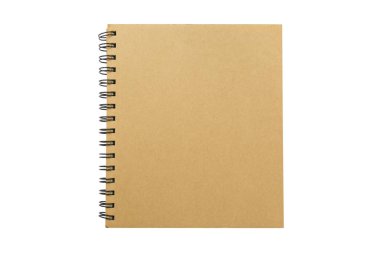 Defter beyaz arka plan üzerinde izole kahverengi kapak. Kırpma yolları dahil.
