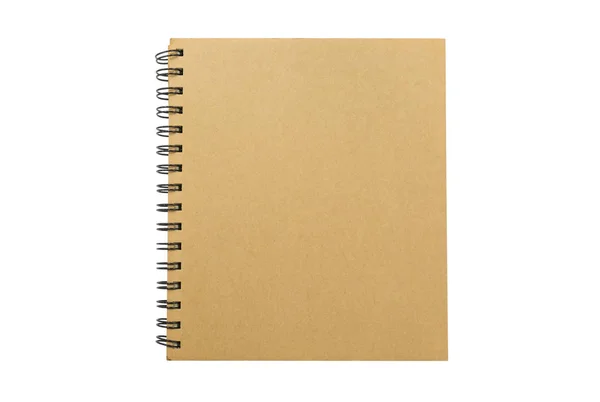 Capa marrom de notebook isolado em fundo branco. Caminhos de recorte incluídos . — Fotografia de Stock