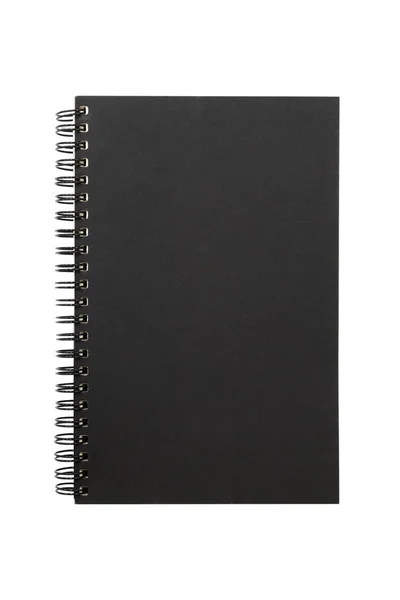 笔记本孤立在白色背景上的黑色的封面。裁剪 p — 图库照片