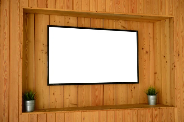 Mintája fel a fából készült fal Tv-képernyő — Stock Fotó