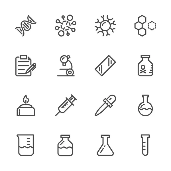 Лабораторное оборудование Icons set. Иконки векторных линий — стоковый вектор