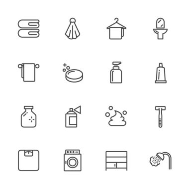 Banyo simgeler hatları. Vektör anahat simgesini.