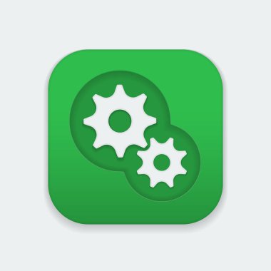 Kutsal kişilerin resmi üstünde kare düğme, dişli mekanizması simgesini dişli.