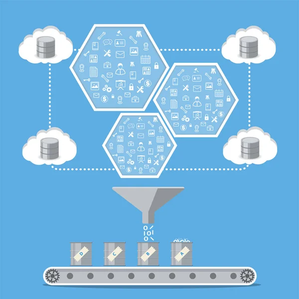 Processamento de business intelligence e conceito de gerenciamento de banco de dados —  Vetores de Stock