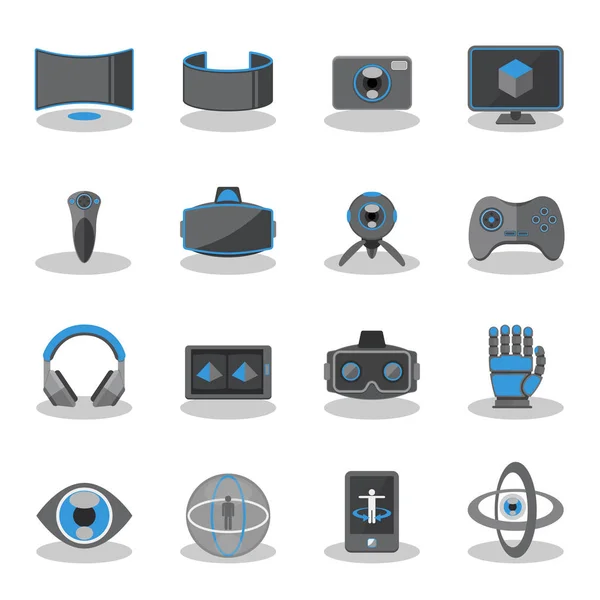 Plat pictogrammen voor Virtual Reality. — Stockvector