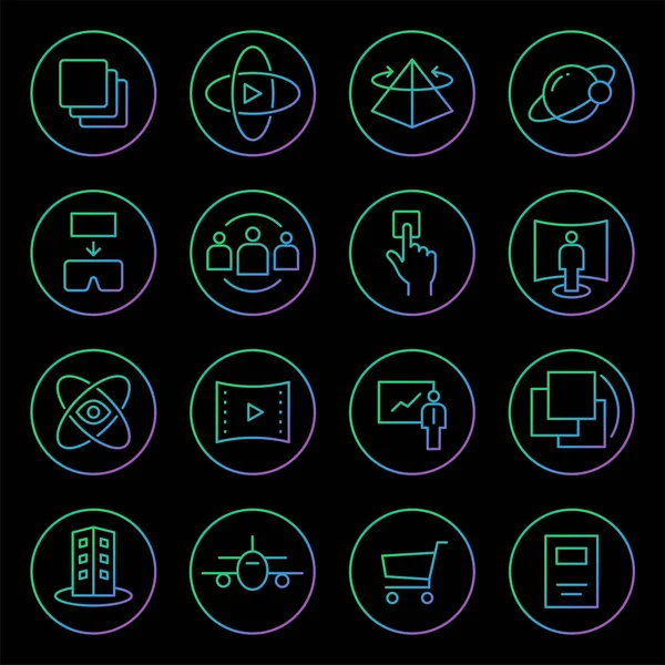 Gradient Rounded Line icons for Virtual Reality innovation techn — Stock Vector