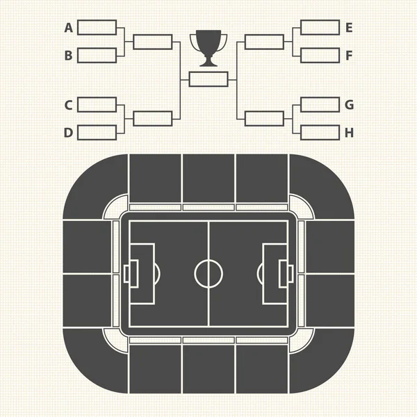Fußballstadion, Tabelle für Gruppen und Mannschaften. — Stockvektor