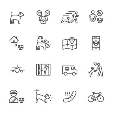 Köpek benim en iyi arkadaşım, basit ince çizgi Icons set olduğunu. Vektör simge d