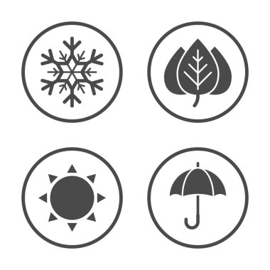Mevsim simge vektör tasarımı. Basit yuvarlak hava Icons set.