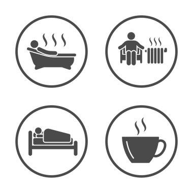 Kış sezon simge vektör tasarımı. Basit yuvarlak hava simgeleri s