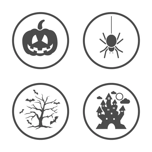 Conjunto de iconos redondos de Halloween. Diseño de icono vectorial — Vector de stock