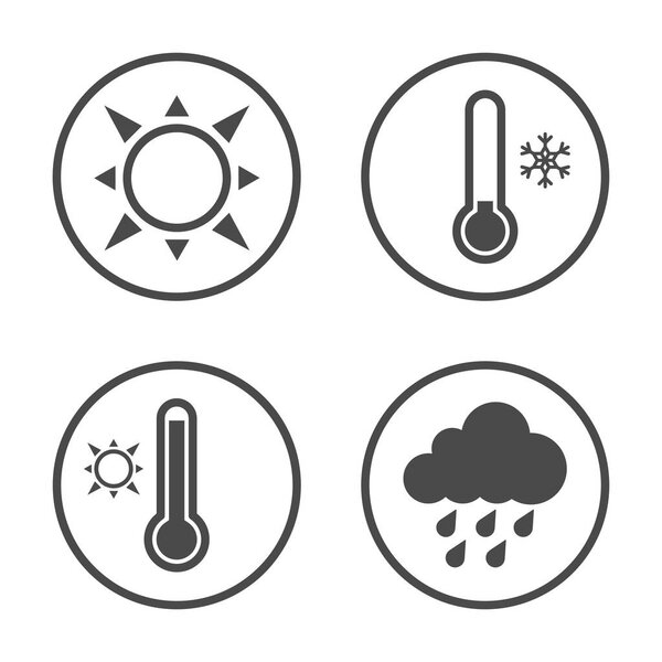 Seasons icon vector design. Simple rounded weather icons set.